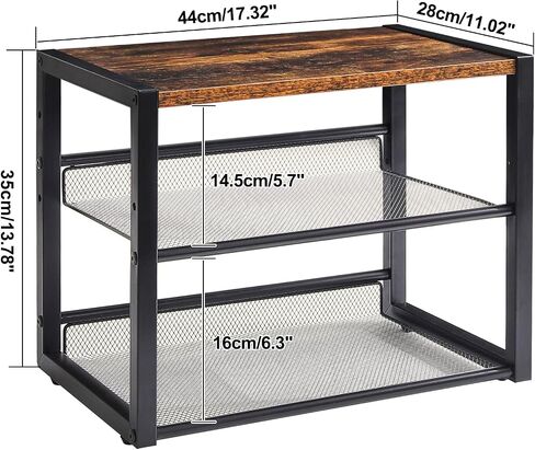YMYNY Mobile Printer Stand, 3-Tier Printer Cart with Adjustable Storage Shelf and 6 S-Hooks, Tall Printer Table for Home Office, for Computer Tower Stand, Shredder, CPU Stand, Rustic Brown, UHPT002H in Saudi Arabia