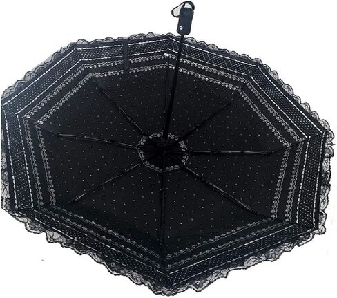 مظلة أوتوماتيكية من الدانتيل باللون الأسود للنساء من zmgmsmh مع حماية من الأشعة فوق البنفسجية، مقاس 40 بوصة in Kuwait