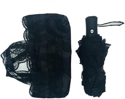 مظلة أوتوماتيكية من الدانتيل باللون الأسود للنساء من zmgmsmh مع حماية من الأشعة فوق البنفسجية، مقاس 40 بوصة in Kuwait