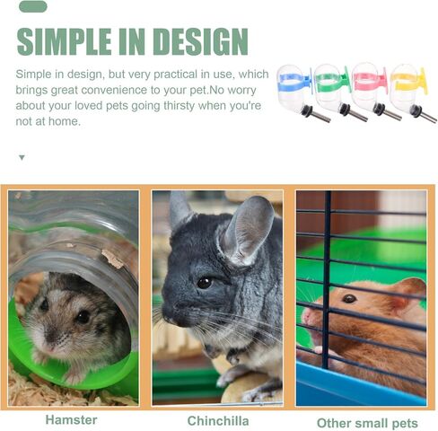 Auto Feeder 4 Pieces Hamster Water Bottles, 60ml Hanging Water Dispenser, Water Feeder Bottle, Small Animal Drinking Water Bottle for Hamsters, Mice, Guinea Pig, Rats Chinchilla Water Bottle in Saudi Arabia