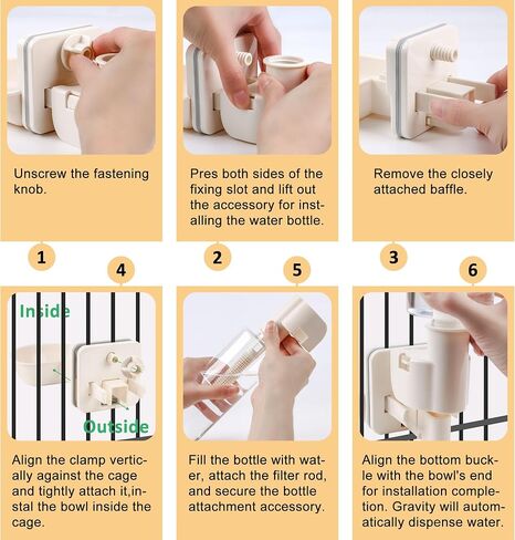 Hanging Automatic Food Water Dispenser,Gravity Pet Feeder Water Dispenser Set,Cage Cat Water Dispenser,Food Bowl for Bunny Guinea Pig Ferret Water Dispenser (Small Bowl Size) in Saudi Arabia