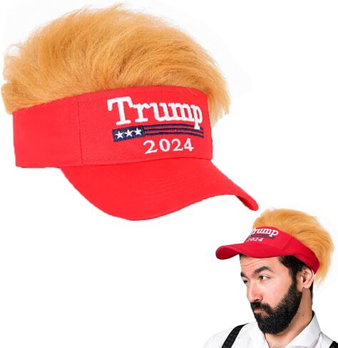 قبعة Gagift World Trump Hat، قبعة دونالد ترامب المضحكة 2024 MAGA مع قبعة بيسبول قابلة للتعديل للشعر للبالغين باللون الأحمر in Kuwait