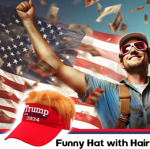 قبعة Gagift World Trump Hat، قبعة دونالد ترامب المضحكة 2024 MAGA مع قبعة بيسبول قابلة للتعديل للشعر للبالغين باللون الأحمر in Kuwait