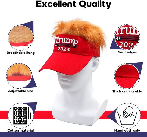 قبعة Gagift World Trump Hat، قبعة دونالد ترامب المضحكة 2024 MAGA مع قبعة بيسبول قابلة للتعديل للشعر للبالغين باللون الأحمر in Kuwait