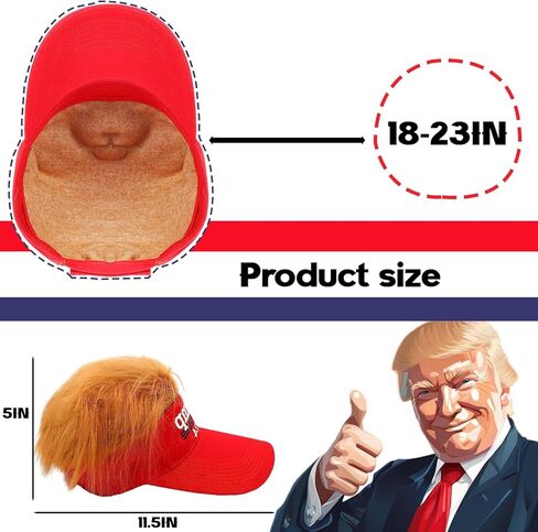 قبعة Gagift World Trump Hat، قبعة دونالد ترامب المضحكة 2024 MAGA مع قبعة بيسبول قابلة للتعديل للشعر للبالغين باللون الأحمر in Kuwait