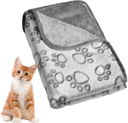 PISPETS Pet Blanket for Dogs and Cats - 24 * 16 Inch Soft Cozy Blanket with Lovely Paw Prints Fit for Sofa Bed and Floor (Grey) in Saudi Arabia