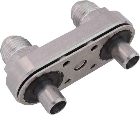 ICT Billet Transmission Cooler Line Adapter Plate with Gasket 8AN Fittings Compatible with 6L80E 6L90E 8L90E Factory Oil Seal Line Connector for Custom Braided Hose Set 551121-8AN in Saudi Arabia