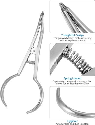 QWORK Dental Orthodontic Separator Plier - 2 Pack Ergonomic Dental Tool Separator Placer Pliers with Contoured Tips, Medical Grade Stainless Steel Separator Pliers, for Quick & Easy Dental Procedures in Saudi Arabia