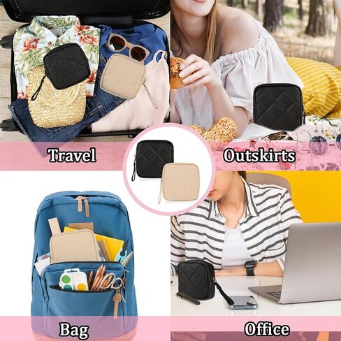 Lusofie 2Pack Sanitary Napkin Storage Bag Period Bag Feminine Menstrual Pad Tampon Holder for Purse Portable First Period Pouch for Girls Women in Saudi Arabia