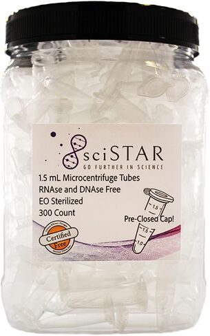 SciStar 1.5ml Microcentrifuge Tubes – sterile – pre-Closed! – with snap Cap: 1.5ml, RNase/DNase Free, Polypropylene Tubes, Container of 300 in Saudi Arabia