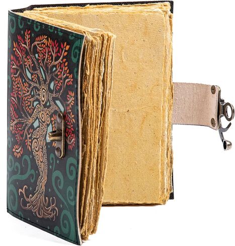 HC HAIDER CRAFT كتاب تعويذة فارغ للظلال - مجلة مع قفل قفل - لوازم السحر - مذكرات جلدية مصنوعة يدويًا - وثنية صلاة منقوشة - دفتر Wiccan اليومي in Kuwait