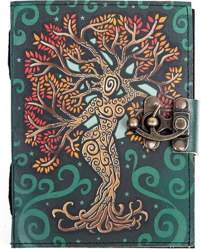 HC HAIDER CRAFT كتاب تعويذة فارغ للظلال - مجلة مع قفل قفل - لوازم السحر - مذكرات جلدية مصنوعة يدويًا - وثنية صلاة منقوشة - دفتر Wiccan اليومي in Kuwait