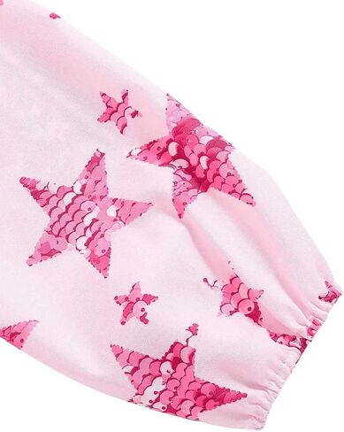Floerns Girl's Star Print Button Front Asymmetrical Hem Long Sleeve Shirt Blouse in Saudi Arabia