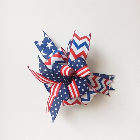 Patriotic Bow for Wreath, 4th of July Lantern Bow, Fourth of July Home Decor, Memorial Day Wreath Bow, Independence Day Bow，Handmade Mailbox Bow for Wreath Wall Party Decor in Saudi Arabia