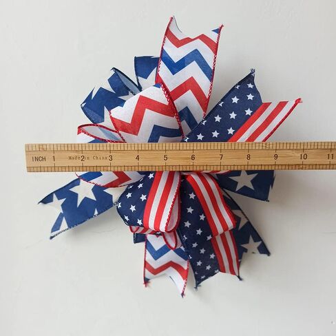 Patriotic Bow for Wreath, 4th of July Lantern Bow, Fourth of July Home Decor, Memorial Day Wreath Bow, Independence Day Bow，Handmade Mailbox Bow for Wreath Wall Party Decor in Saudi Arabia
