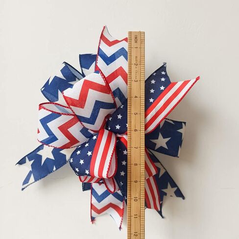 Patriotic Bow for Wreath, 4th of July Lantern Bow, Fourth of July Home Decor, Memorial Day Wreath Bow, Independence Day Bow，Handmade Mailbox Bow for Wreath Wall Party Decor in Saudi Arabia
