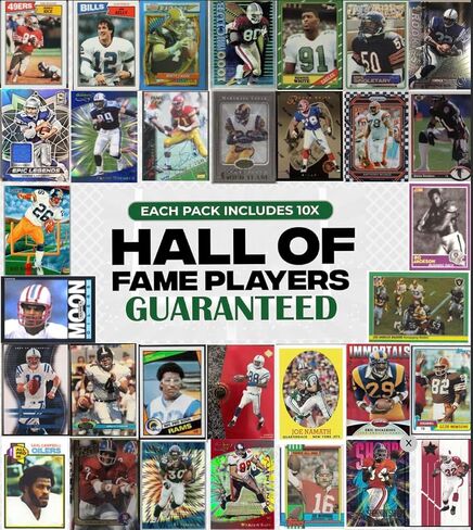 Football Cards Mystery Hot Pack Hall of Famers - 12 Cards - 10x HOF - Look for HOF Rookie Relics, Autos, SP, Color, Parallels in Saudi Arabia