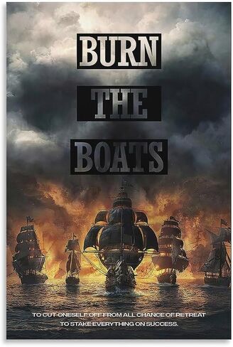 Burning Boat Poster Unique Printed Art Wall Inspirational Commitment Poster Canvas Painting Posters Canvas Art Poster And Wall Art Picture Print Modern Family Bedroom Decor Posters 12x18inch(30x45cm) in Saudi Arabia