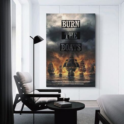 Burning Boat Poster Unique Printed Art Wall Inspirational Commitment Poster Canvas Painting Posters Canvas Art Poster And Wall Art Picture Print Modern Family Bedroom Decor Posters 12x18inch(30x45cm) in Saudi Arabia