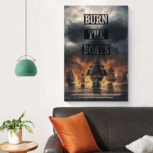 Burning Boat Poster Unique Printed Art Wall Inspirational Commitment Poster Canvas Painting Posters Canvas Art Poster And Wall Art Picture Print Modern Family Bedroom Decor Posters 12x18inch(30x45cm) in Saudi Arabia