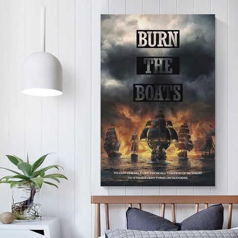 Burning Boat Poster Unique Printed Art Wall Inspirational Commitment Poster Canvas Painting Posters Canvas Art Poster And Wall Art Picture Print Modern Family Bedroom Decor Posters 12x18inch(30x45cm) in Saudi Arabia