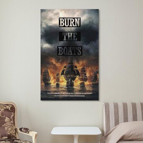 Burning Boat Poster Unique Printed Art Wall Inspirational Commitment Poster Canvas Painting Posters Canvas Art Poster And Wall Art Picture Print Modern Family Bedroom Decor Posters 12x18inch(30x45cm) in Saudi Arabia