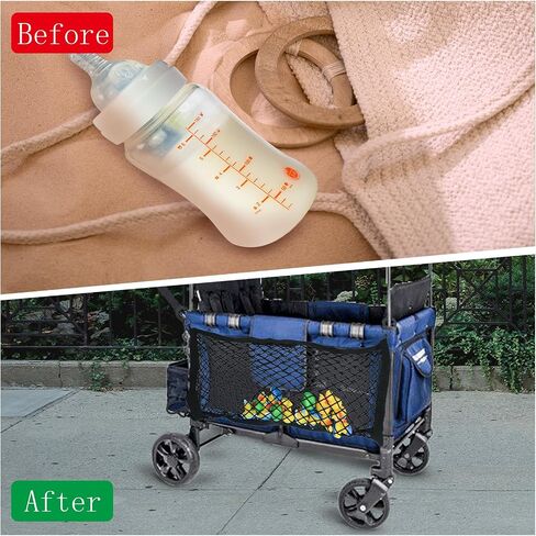 2pcs Stroller Wagon Cargo Net, Heavy Duty Stroller Cargo Net Stretchable Stroller Cargo Net Bag for Large Capacity for Wonderfold Wagon W Series Wagon Accessories (Black) in Saudi Arabia
