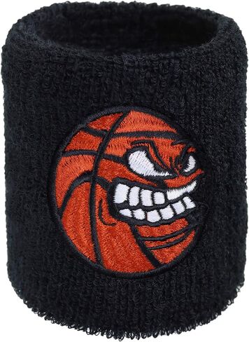 Angry Basketball Sweat Band for Wrist - Embroidered Sweat Absorbent Wrist Band for Men Women - Black Terrycloth Arm Band for Basketball Players - Gift for Basketball Player in Saudi Arabia