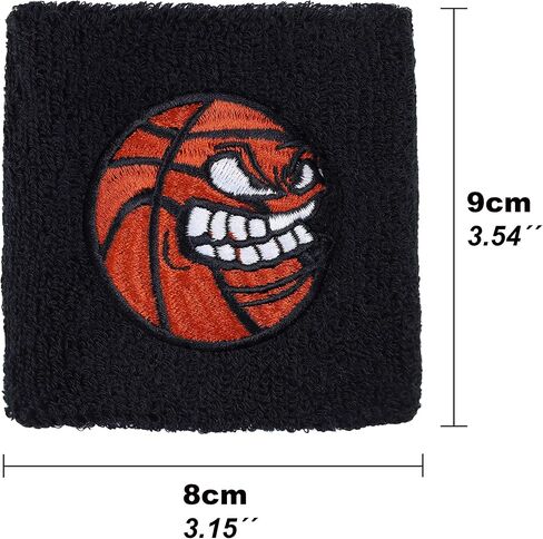Angry Basketball Sweat Band for Wrist - Embroidered Sweat Absorbent Wrist Band for Men Women - Black Terrycloth Arm Band for Basketball Players - Gift for Basketball Player in Saudi Arabia