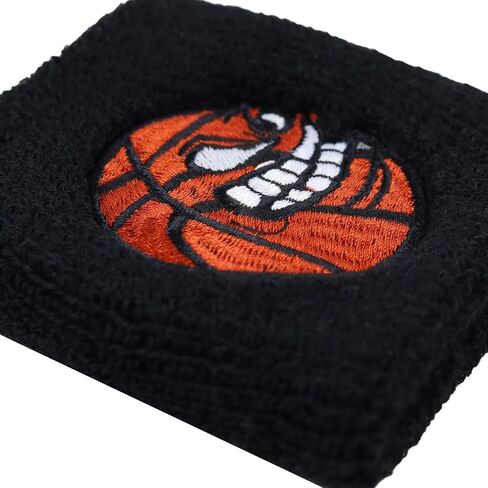 Angry Basketball Sweat Band for Wrist - Embroidered Sweat Absorbent Wrist Band for Men Women - Black Terrycloth Arm Band for Basketball Players - Gift for Basketball Player in Saudi Arabia