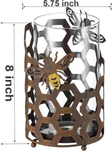 حوامل شموع زجاجية من GUSUWOD، حامل شموع Tealight، حامل شموع على شكل عمود معدني، حامل شموع مزخرف على شكل نحلة لغرفة المعيشة وتناول الطعام في المكتب in Kuwait