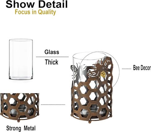 حوامل شموع زجاجية من GUSUWOD، حامل شموع Tealight، حامل شموع على شكل عمود معدني، حامل شموع مزخرف على شكل نحلة لغرفة المعيشة وتناول الطعام في المكتب in Kuwait