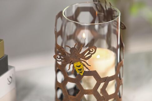 حوامل شموع زجاجية من GUSUWOD، حامل شموع Tealight، حامل شموع على شكل عمود معدني، حامل شموع مزخرف على شكل نحلة لغرفة المعيشة وتناول الطعام في المكتب in Kuwait