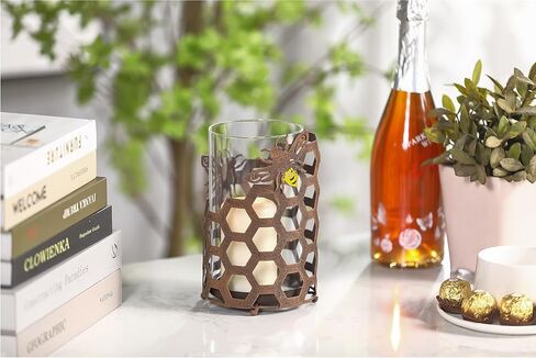 حوامل شموع زجاجية من GUSUWOD، حامل شموع Tealight، حامل شموع على شكل عمود معدني، حامل شموع مزخرف على شكل نحلة لغرفة المعيشة وتناول الطعام في المكتب in Kuwait