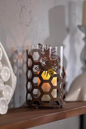 حوامل شموع زجاجية من GUSUWOD، حامل شموع Tealight، حامل شموع على شكل عمود معدني، حامل شموع مزخرف على شكل نحلة لغرفة المعيشة وتناول الطعام في المكتب in Kuwait