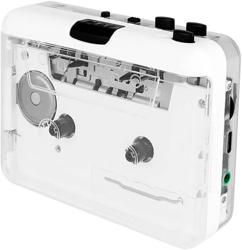 Walkman Auto Reverse ＆Clear Stereo Cassette Player,Built-in Cool Copper Wheel Movement＆Earphone,Cassette Tape to MP3 Converter with Tape Converter Software,Powered by USB Power Cord or AA Battery in Saudi Arabia
