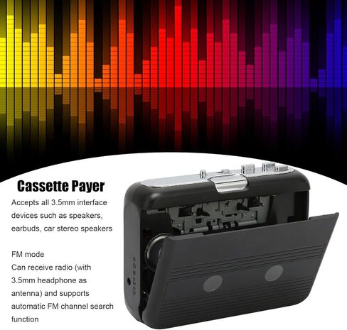 Dpofirs Portable Cassette Player, Audio Music Cassette Tape to Digital Converter Player, Walkman Cassette Player with Bluetooth 5.0, 3.5mm Earphone Jack Tape Player Recorder Supports FM in Saudi Arabia