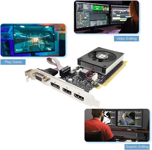 Glorto GeForce GT 730 4G Low Profile Graphics Card, 2X HDMI, DP, VGA, DDR3, PCI Express 2.0 x8, Entry Level GPU for PC, SFF and HTPC, Compatible with Windows 11 in Kuwait
