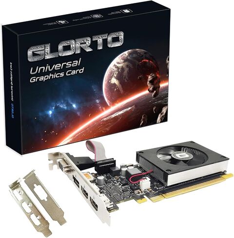 Glorto GeForce GT 730 4G Low Profile Graphics Card, 2X HDMI, DP, VGA, DDR3, PCI Express 2.0 x8, Entry Level GPU for PC, SFF and HTPC, Compatible with Windows 11 in Kuwait
