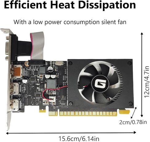 Glorto GeForce GT 730 4G Low Profile Graphics Card, 2X HDMI, DP, VGA, DDR3, PCI Express 2.0 x8, Entry Level GPU for PC, SFF and HTPC, Compatible with Windows 11 in Kuwait