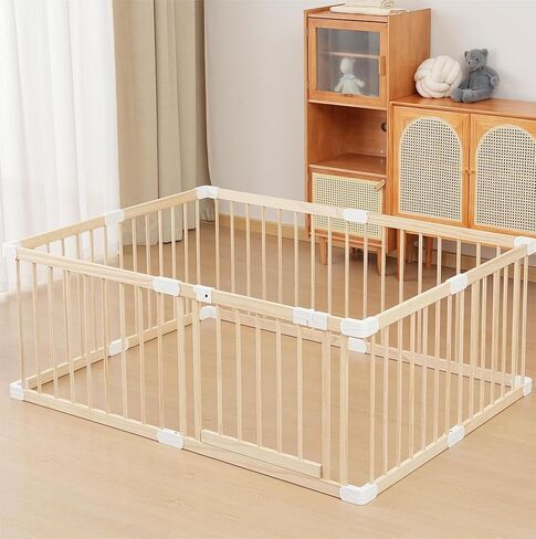 Loribaby Baby Playpen Fence Yards,Playpen Play Pens for Babies and Toddlers,Toddler Playpen,Large Baby Playpen Wooden (120x160x61 CM) in Saudi Arabia