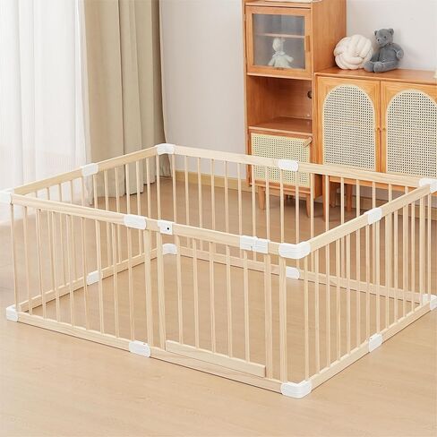 Loribaby Baby Playpen Fence Yards,Playpen Play Pens for Babies and Toddlers,Toddler Playpen,Large Baby Playpen Wooden (120x160x61 CM) in Saudi Arabia