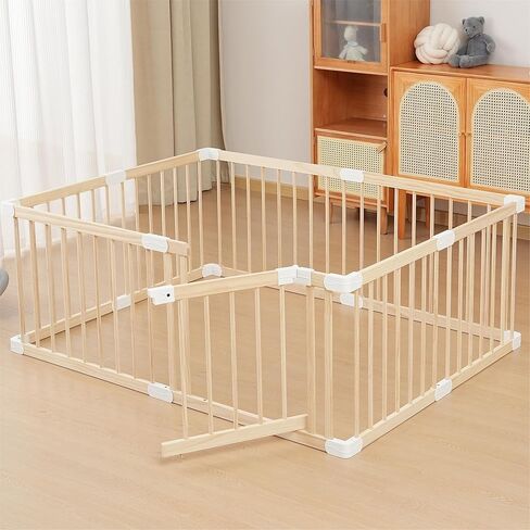 Loribaby Baby Playpen Fence Yards,Playpen Play Pens for Babies and Toddlers,Toddler Playpen,Large Baby Playpen Wooden (120x160x61 CM) in Saudi Arabia