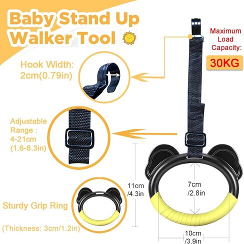 4 عبوات من حلقات سحب الأطفال قابلة للتعديل لركن اللعب، وإكسسوارات روضة الأطفال وتصميم أشرطة مضادة للانزلاق، وحلقات سرير لغرف الأطفال تساعد الطفل على الوقوف، نطاق قابل للتعديل 4-21 سم، حمل آمن 30 كجم in Kuwait