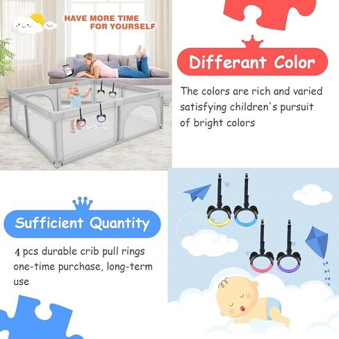 4 عبوات من حلقات سحب الأطفال قابلة للتعديل لركن اللعب، وإكسسوارات روضة الأطفال وتصميم أشرطة مضادة للانزلاق، وحلقات سرير لغرف الأطفال تساعد الطفل على الوقوف، نطاق قابل للتعديل 4-21 سم، حمل آمن 30 كجم in Kuwait