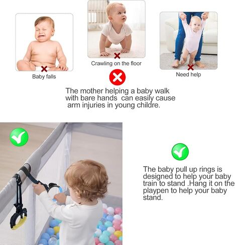 4 عبوات من حلقات سحب الأطفال قابلة للتعديل لركن اللعب، وإكسسوارات روضة الأطفال وتصميم أشرطة مضادة للانزلاق، وحلقات سرير لغرف الأطفال تساعد الطفل على الوقوف، نطاق قابل للتعديل 4-21 سم، حمل آمن 30 كجم in Kuwait