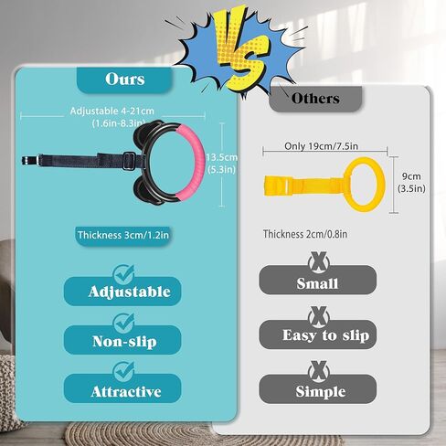 4 عبوات من حلقات سحب الأطفال قابلة للتعديل لركن اللعب، وإكسسوارات روضة الأطفال وتصميم أشرطة مضادة للانزلاق، وحلقات سرير لغرف الأطفال تساعد الطفل على الوقوف، نطاق قابل للتعديل 4-21 سم، حمل آمن 30 كجم in Kuwait