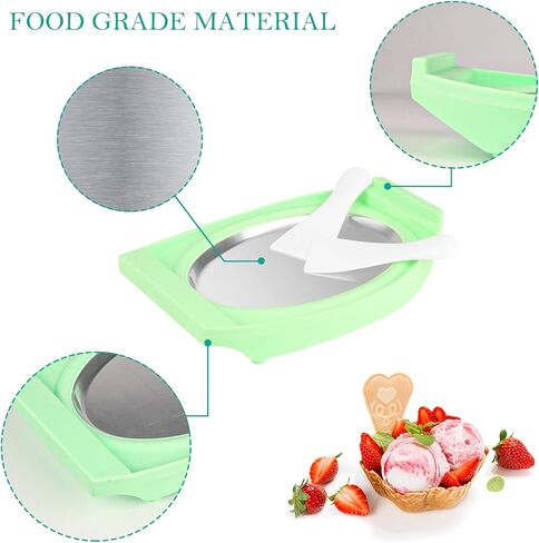 FROUXOUL Instant Ice Cream Maker Pan,Ideal for Fried Fruit Ice Cream Or Frozen Yogurt Sorbet Gelato Rolled Ice Cream,Homemade mini Ice Cream Plate for Kids in Saudi Arabia