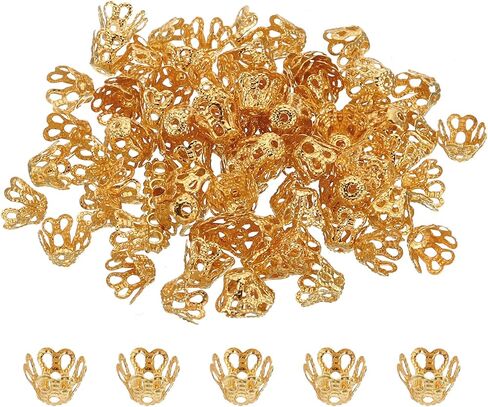 PATIKIL Flower Bead Caps, 100Pcs 6x5mm Hollow Metal Spacer Bead End Caps for Jewelry Making Earring Bracelets Necklace DIY Crafting, Black in Saudi Arabia