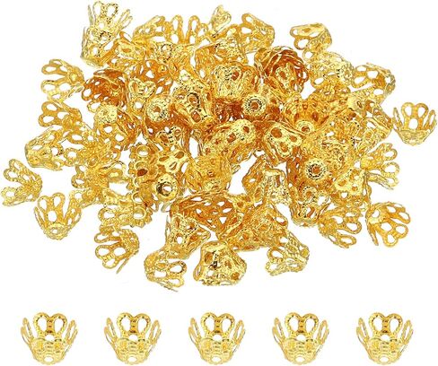 PATIKIL Flower Bead Caps, 100Pcs 6x5mm Hollow Metal Spacer Bead End Caps for Jewelry Making Earring Bracelets Necklace DIY Crafting, Black in Saudi Arabia